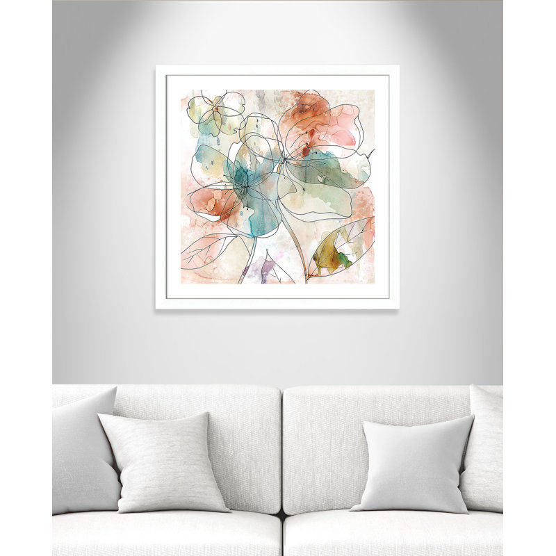 Anasa «Floral Flow II», reproduction de peinture à l'aquarelle encadrée