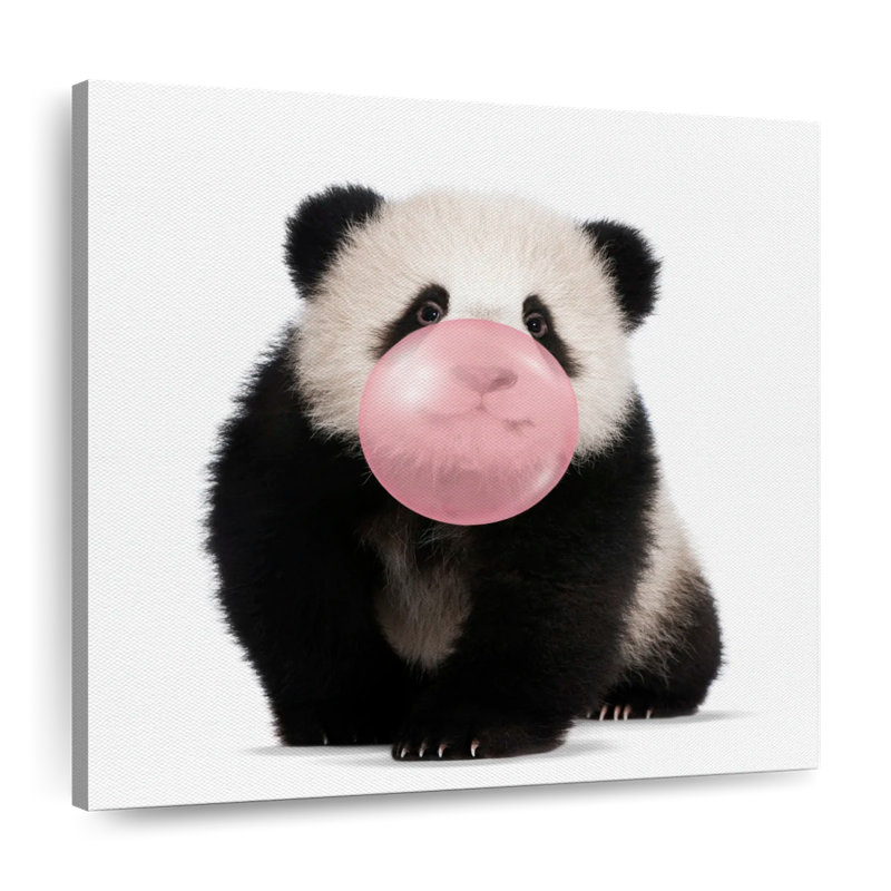 Impression sur toile Bubble Gum Baby Panda, H 10 po x l 10 po x P 1,25 po