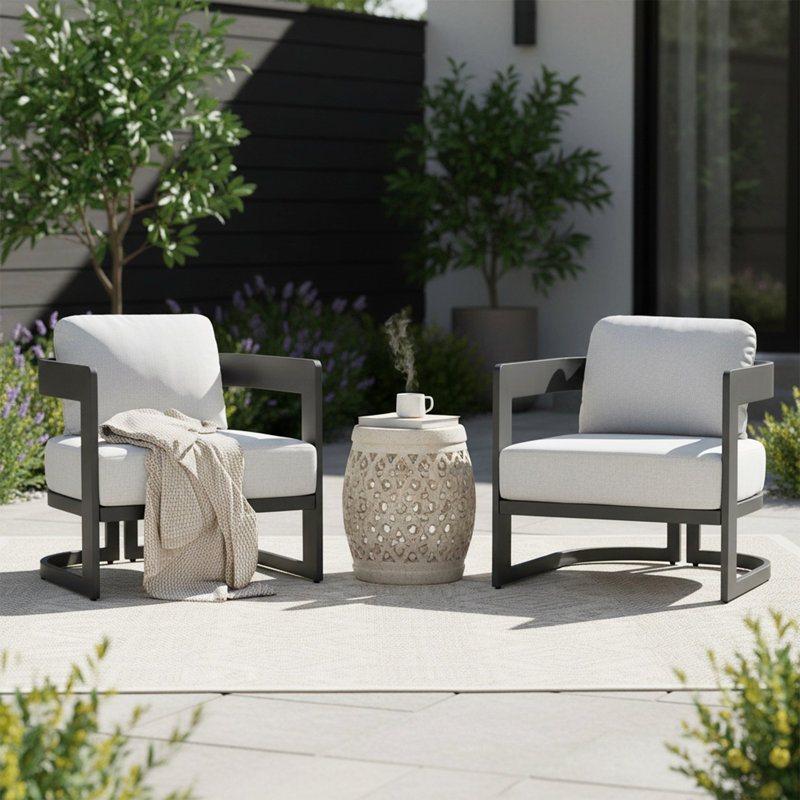 Fauteuils club d'extérieur en aluminium avec coussins en oléfine Hoerner