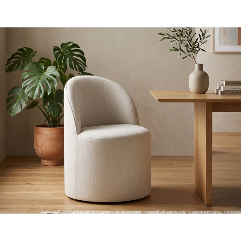 Chaise d'appoint rembourrée avec roulettes Maison, Crème clair
