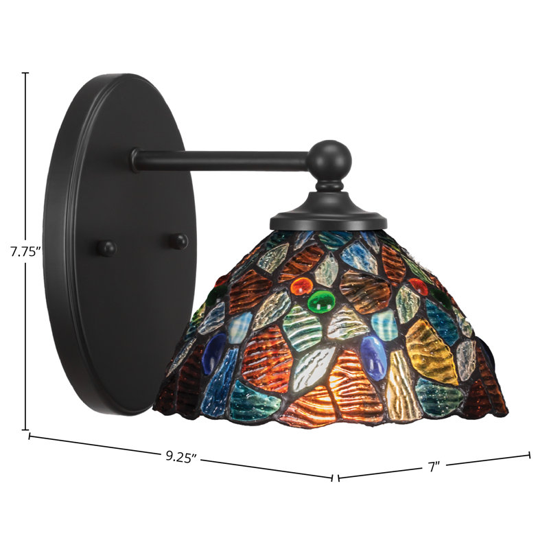 Carisa Wall Sconce Shown With 7" Blue Mosaic Art Glass, Matte Black