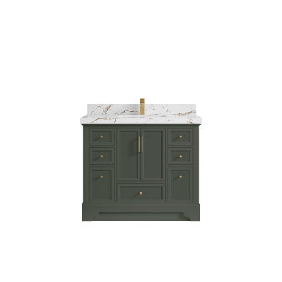 Meuble-lavabo sur pied simple 42 po avec plateau en quartz Alys