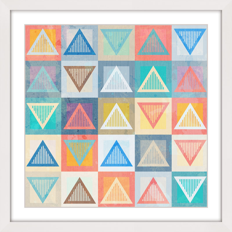 « craie triangles », reproduction d’art encadrée, H 24 po x l 24 po x P 1,5 po