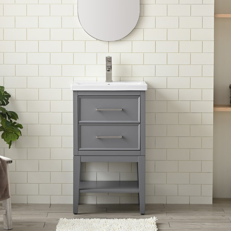 Brodnax 20" Single Bathroom Vanity with Ceramic Top, Gray