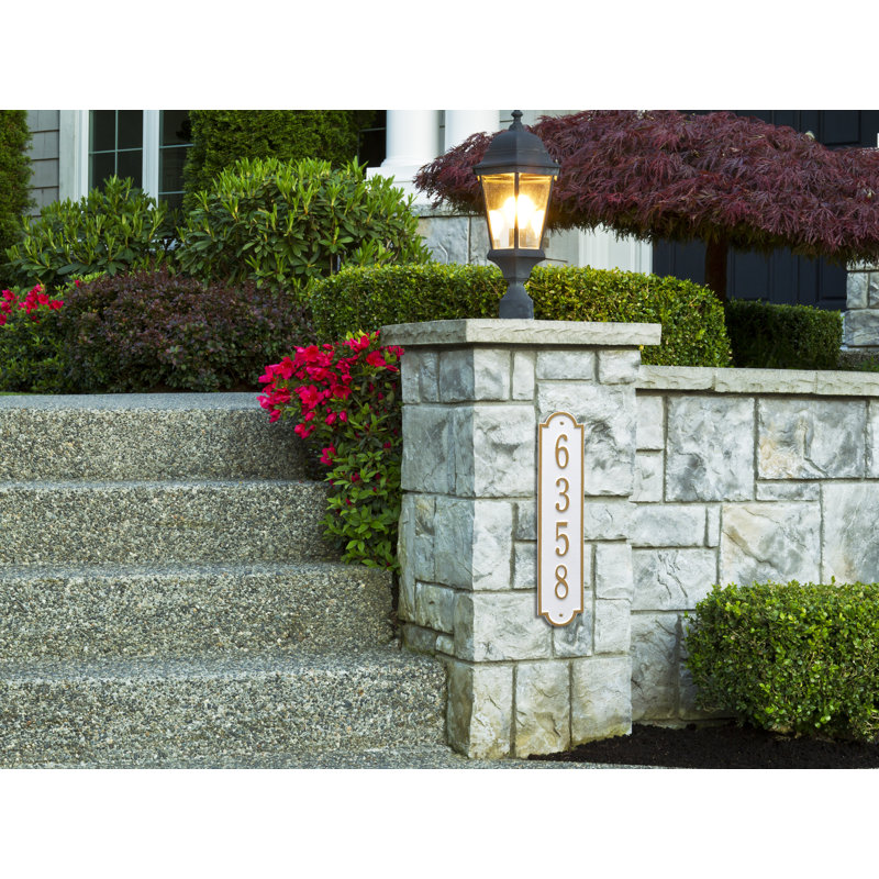 Richmond 1-Line Wall Address Plaque, White/Gold, Yes
