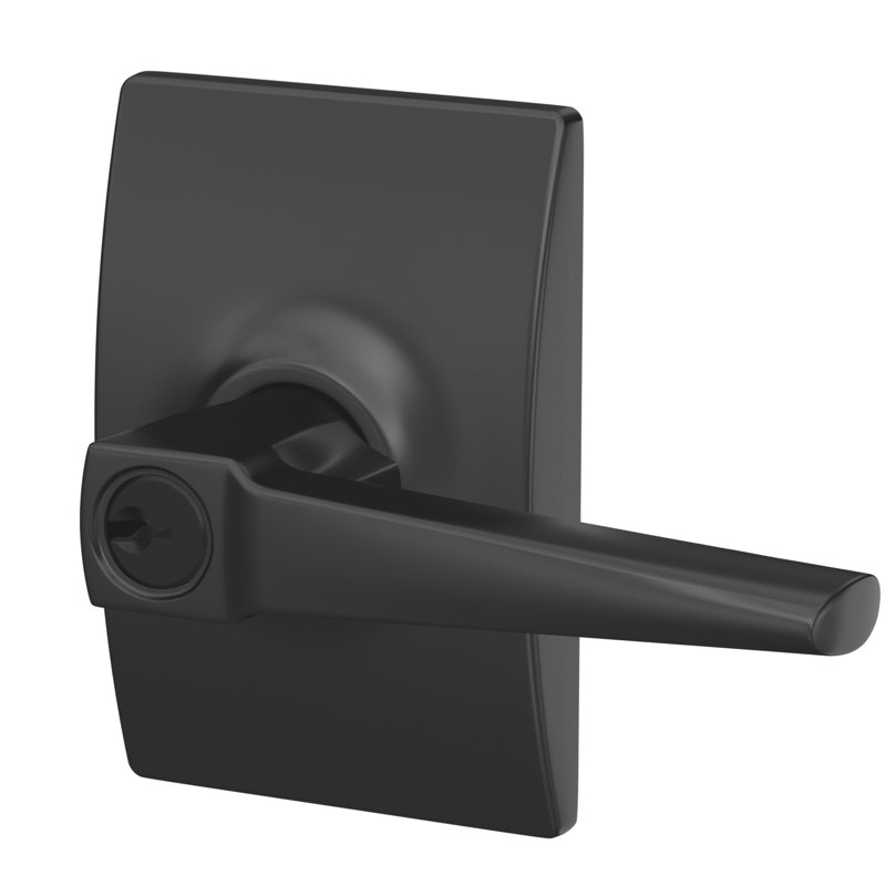 Eller Keyed Entry Lever with Century Trim, Matte Black, Keyed Alike, Yes