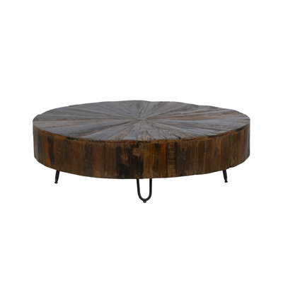 Round Contemporary Solid Jungle Wood Coffee Table - Handcrafted Elegance by Millwood Pines