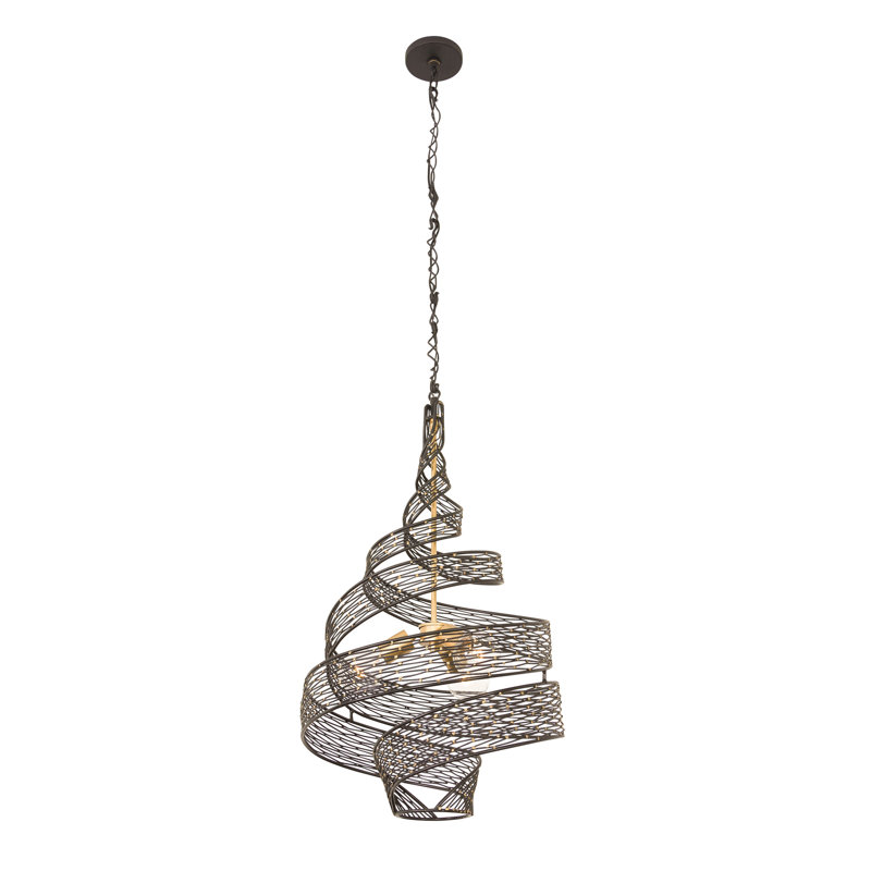 Flow 3-Light Twist Pendant - Matte Black/French Gold