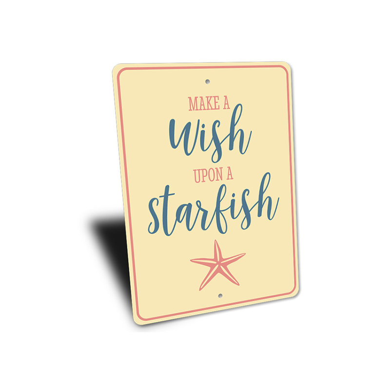 Enseigne en aluminium Wish On A Starfish, H 14 po x l 10 po x P 0,04 po