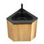 Meuble-lavabo de salle de bain 30 po, meuble de rangement mural flottant triangulaire à une porte avec contreplaqué, lavabo intégré en résine noire, convient au coin, pré-assemblé, grain de bois naturel