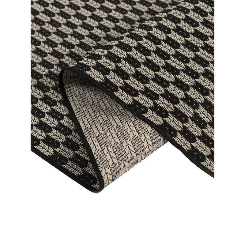 Tapis décoratif géométrique intérieur/extérieur noir/beige Priscilla, Rectangle 2 pi x 3 pi