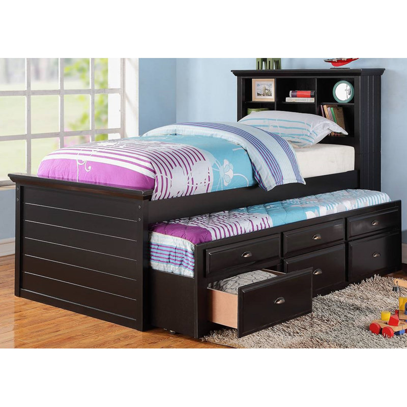 Grantley Kids Twin with Trundle with Drawers, Black