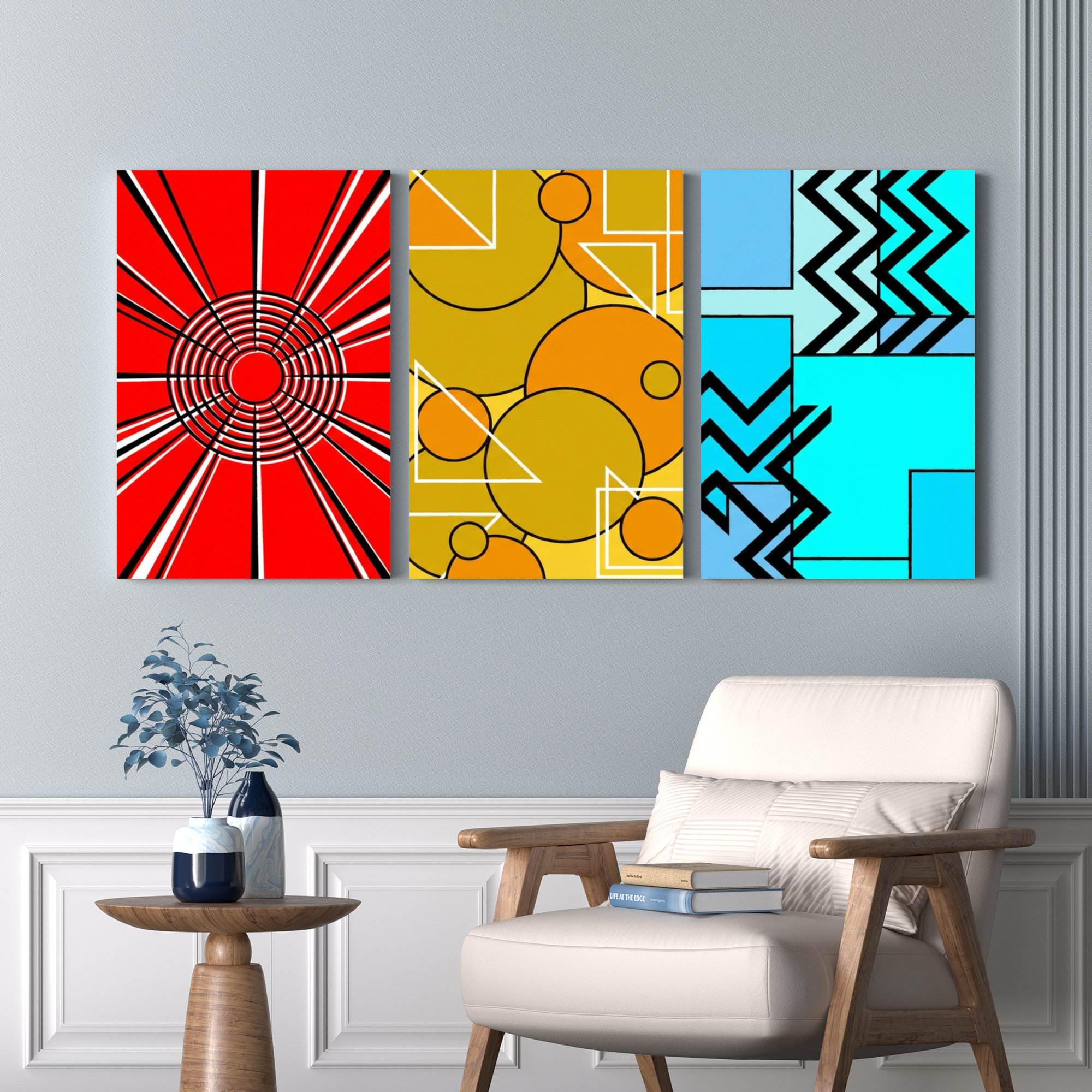 Wrought Studio™ Geometric Abstract Pattern Canvas Wrapped Wall Art Oil ...