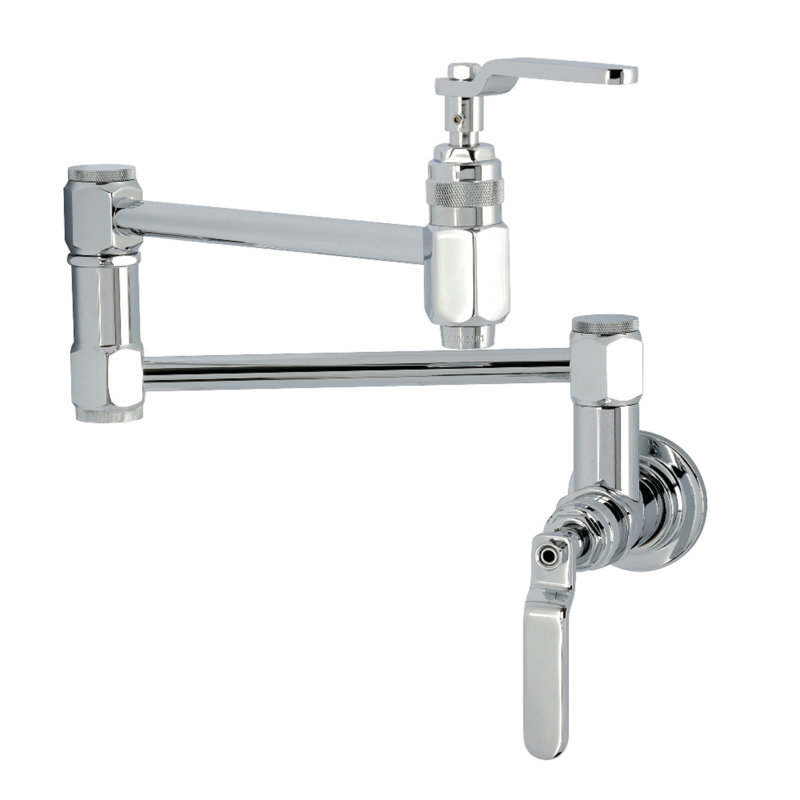 Kingston Brass Whitaker Two-Handle 1-Hole Wall Mount Pot Filler Faucet, Polished Chrome