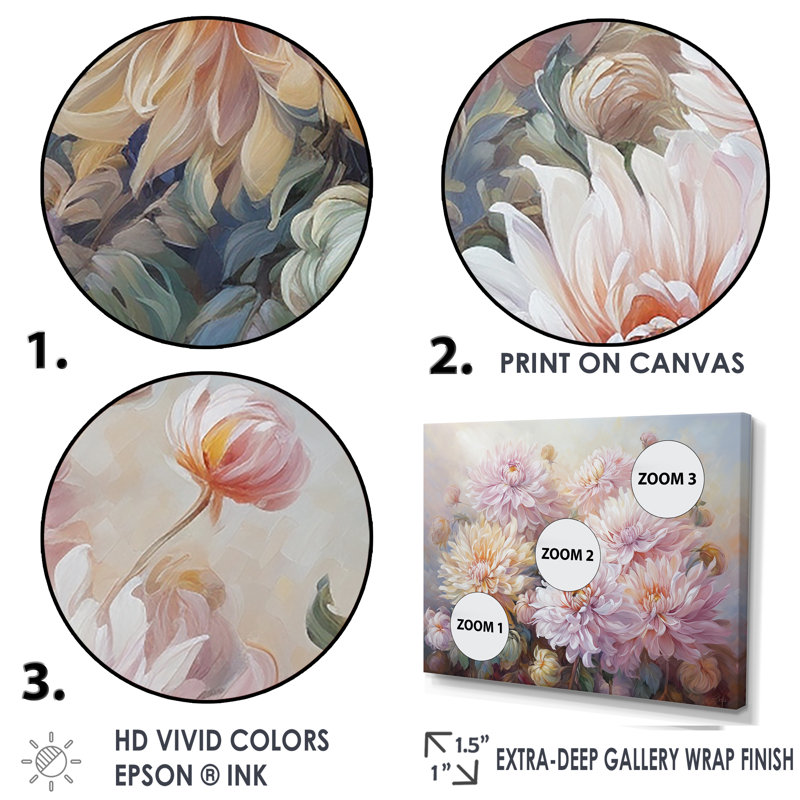 Rose et mauve, ensemble d'art sur toile, H 28 po x l 36 po x P 1 po, Cadre naturel flottant