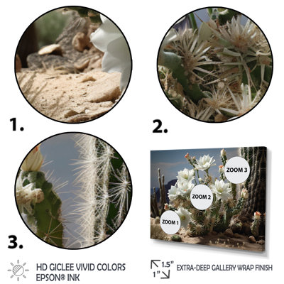 «Malaina White Green Cactus Desert Blooms - Cactus», reproduction sur toile