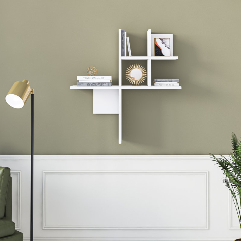 5 Piece Floating Shelf, White