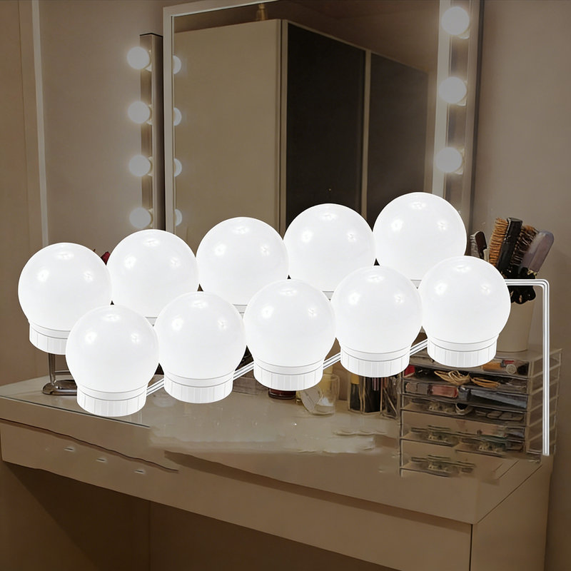 10 lumières de miroir de meuble-lavabo à DEL, 3 lumières de maquillage USB à intensité variable pour la salle de bain