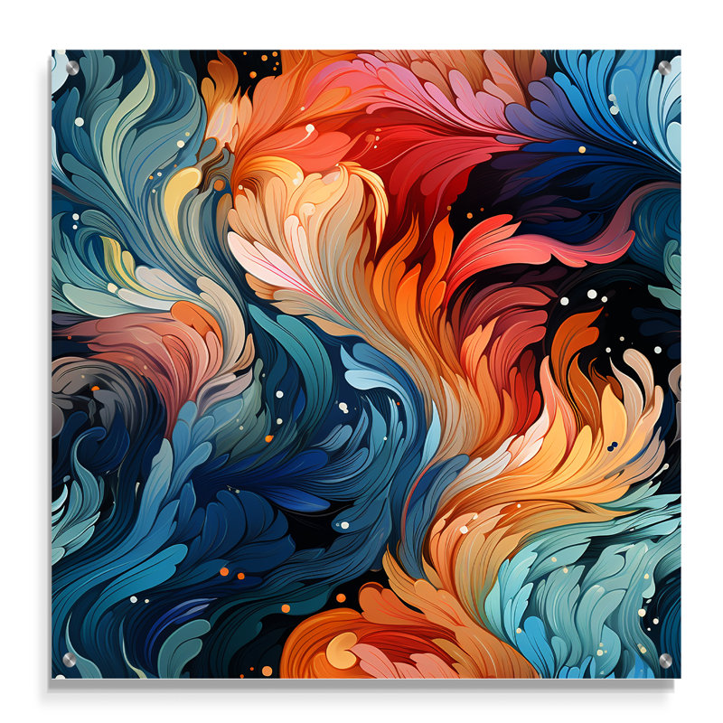 Swind - Art mural abstrait en acrylique pour le salon, H 36 po x l 36 po
