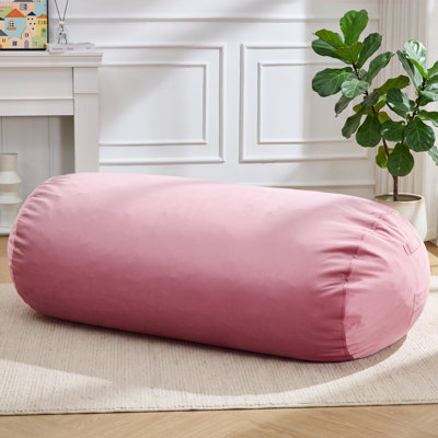 5FT Oversized Boneless Compressed Velvet Memory Foam Bean Bag Chair for Adults, Giant Large Lounge Seat with Removable Cover & Side Pocket for Living Room Bedroom,Velvet Pink