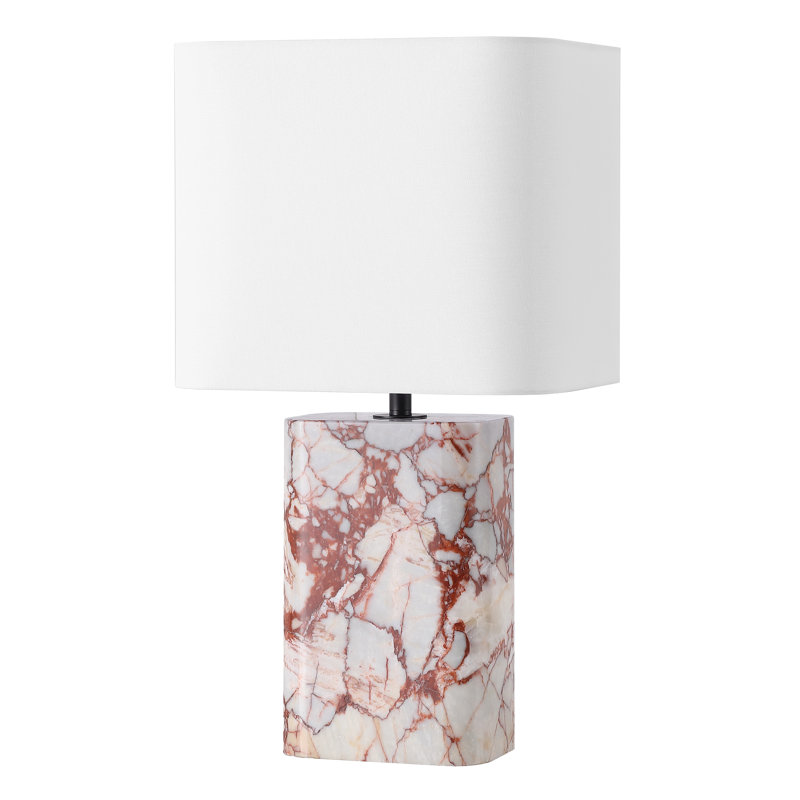 Lampe de table en travertin Lisabryna, Blanc/rouge