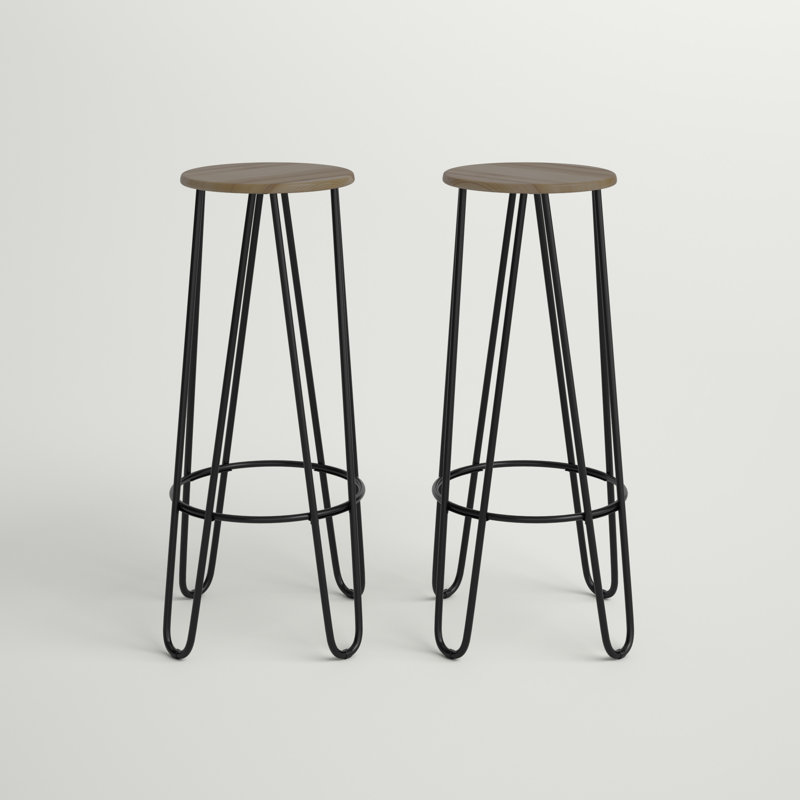 Laisha Counter Stool with Metal Frame, Walnut