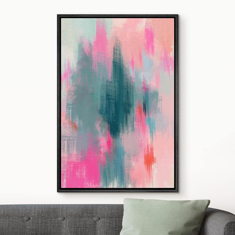 Aquarelle néon rose bleu, H 24 po x l 16 po x P 1,5 po, Noir