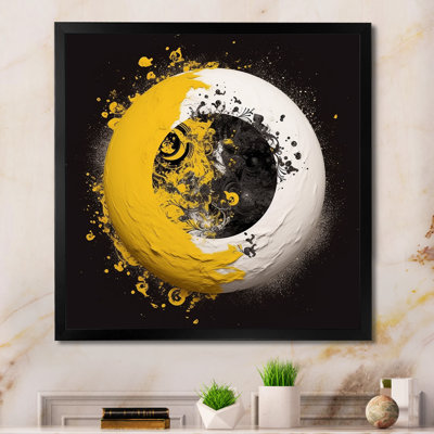Yellow White Yin And Yang On Canvas Print