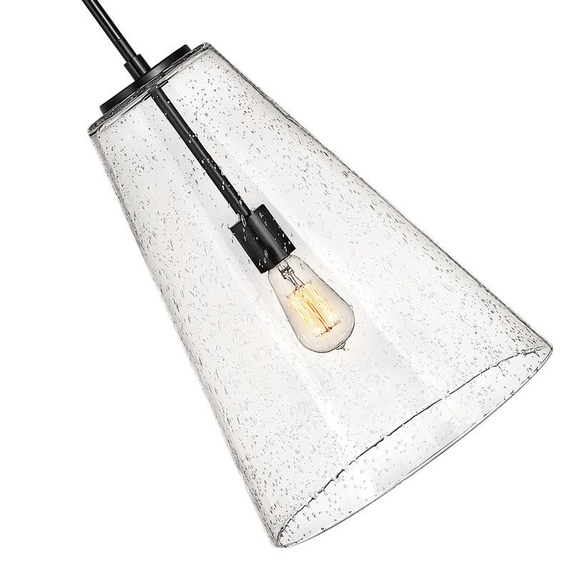 Luminaire suspendu conique à 1 lumière Evanne, Noir satiné