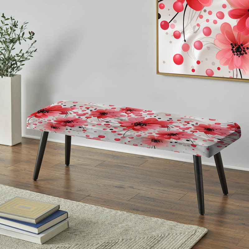 Moylan - Floral Upholstered Black Bench