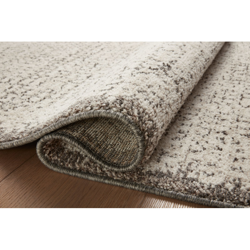 Ivory and Stone Hand-Knotted Synthetic Rectangular Rug, 11'-6" x 15'