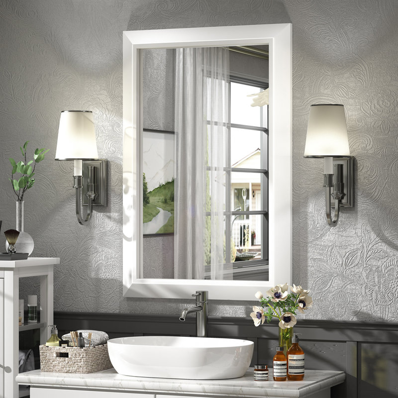 Miroir mural Amara, Blanc mat, 36 po x 24 po