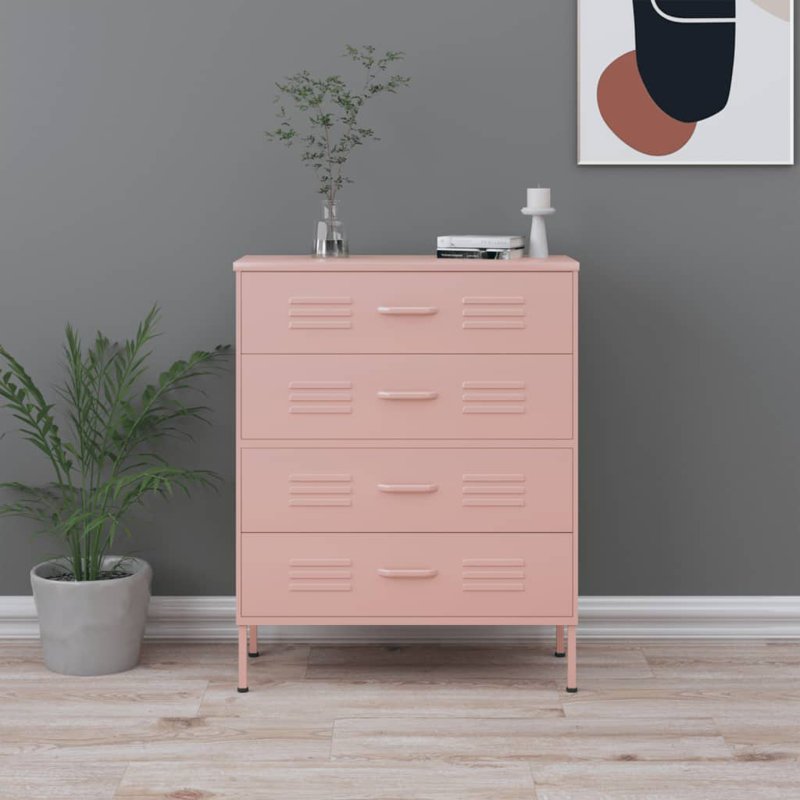 Robinne 80 cm W Chest of 4 Drawers, Pink