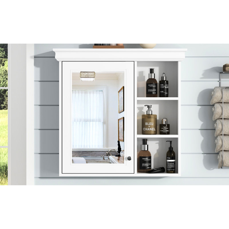 Armoire de salle de bain 30 po x 28 po avec miroir - conception moderne, la construction ajoute de la valeur à la maison pour des hauteurs de tablettes réglables et un rangement pratique facile à assembler