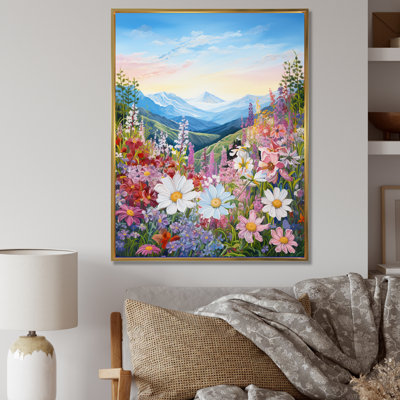 " Pink Seasonal Flowers Field In Mountain III "
