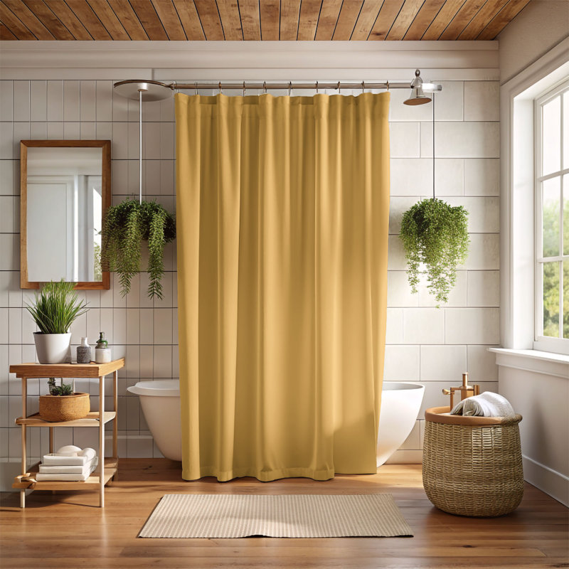 Rideau de douche Teak Grid - Premium, H 74 po x l 71 po, Yellow