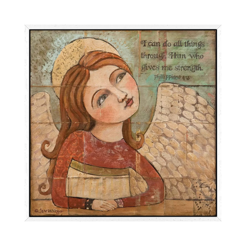 He Gives Me Strength by Teresa Kogut - Painting on Canvas, White Framed, 45.72 cm H x 45.72 cm W