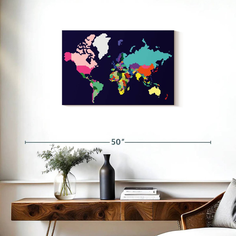Carte du monde pastel Aliaz, H 20 po x l 30 po