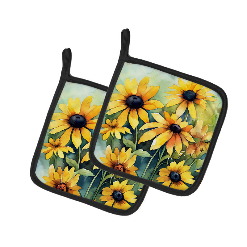 Paire de casseroles dans le Maryland, Susans aux yeux noirs et aquarelle