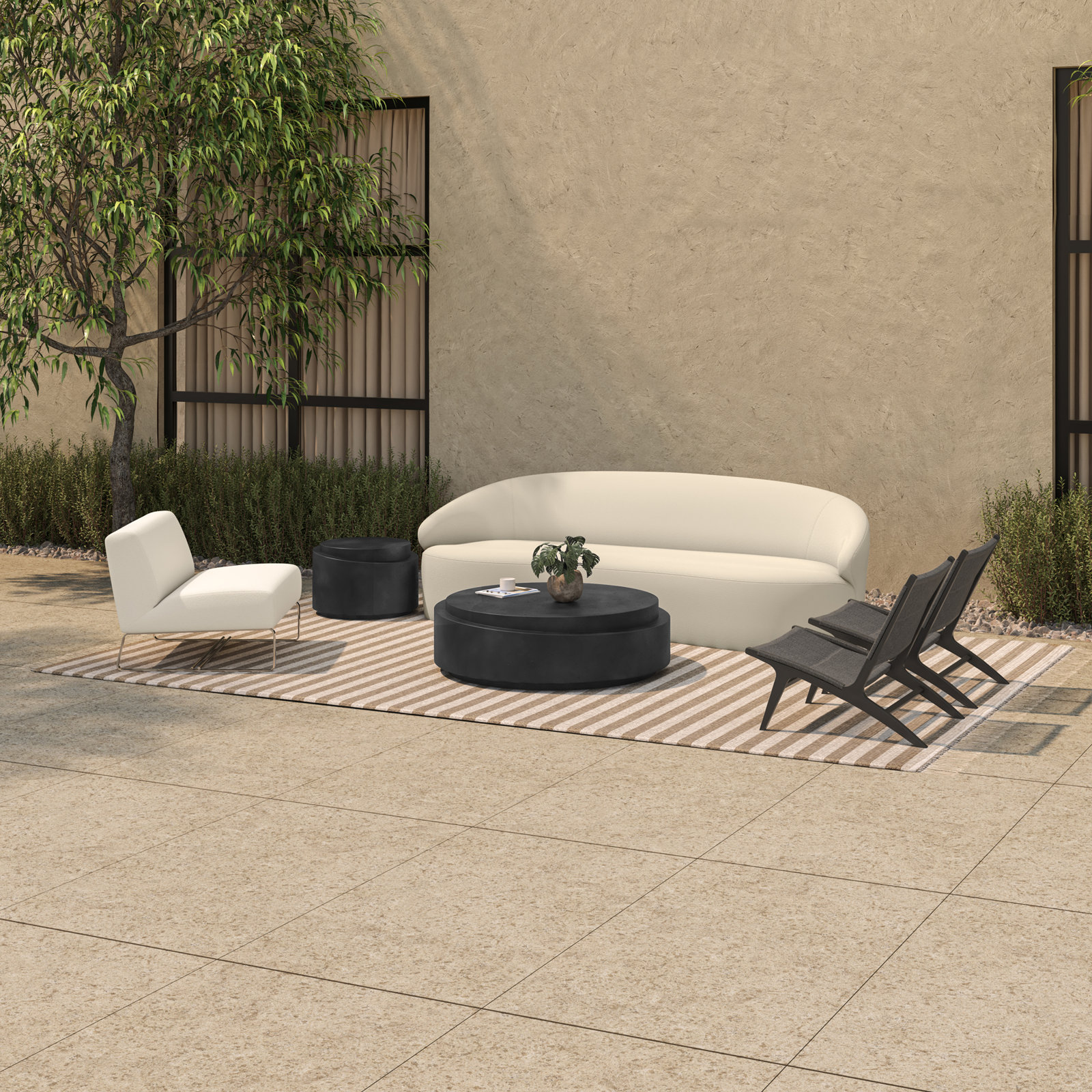 Anwil Oval 48'' L x 48'' W Outdoor Coffee Table, Black