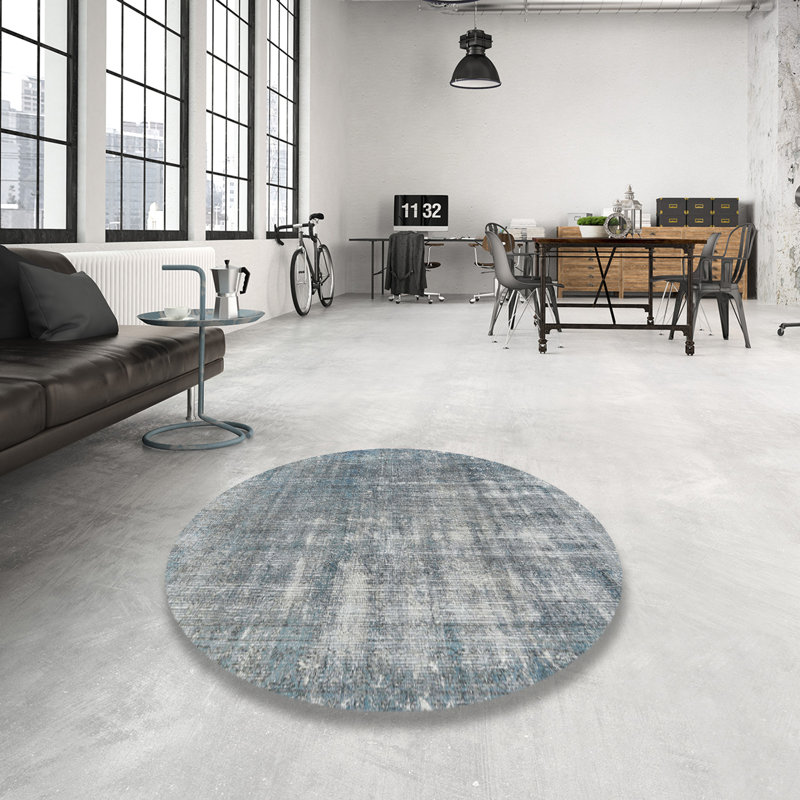 Tapis gris/vert traditionnel, Rond 4 pi