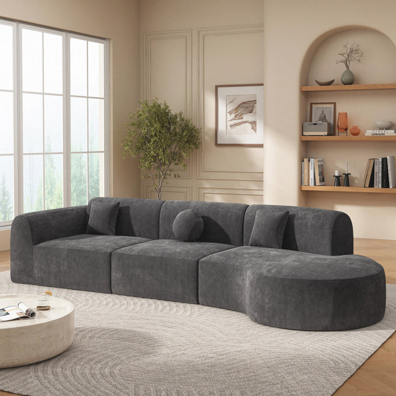 Canapé modulaire incurvé moderne Boneless, Gris foncé