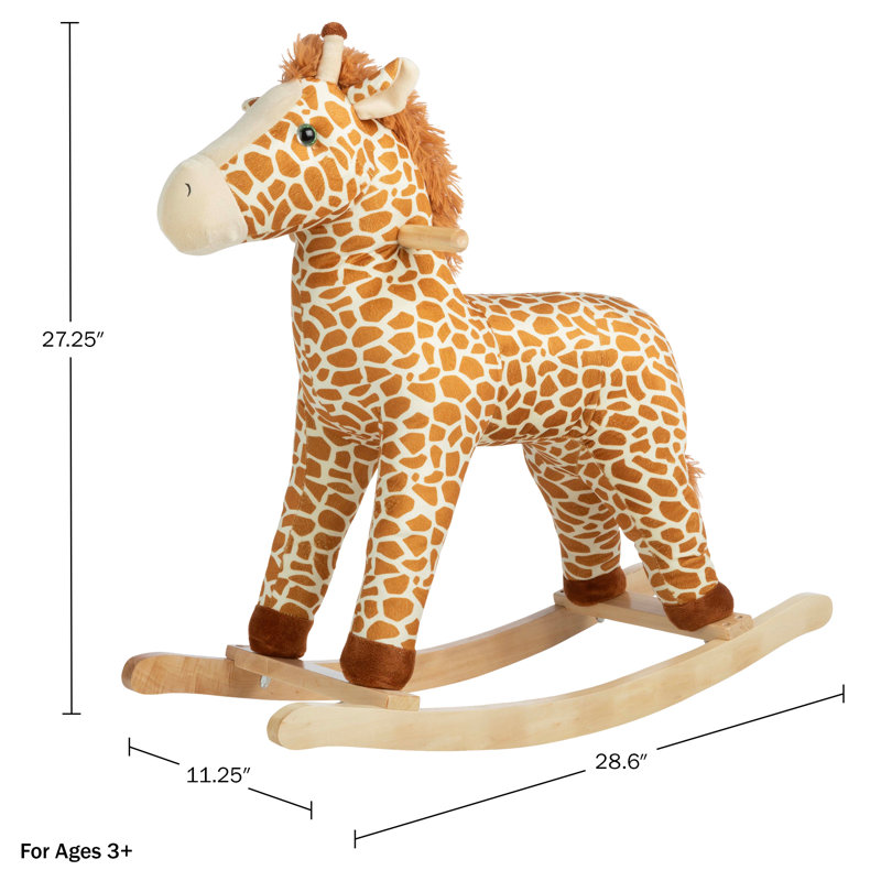 Cheval à bascule - Bascule en peluche girafe - Jouets pour tout-petits âgés de 3 ans et plus - Cheval à bascule en bois - Chevaux sur jouets de Happy Trails (brun)