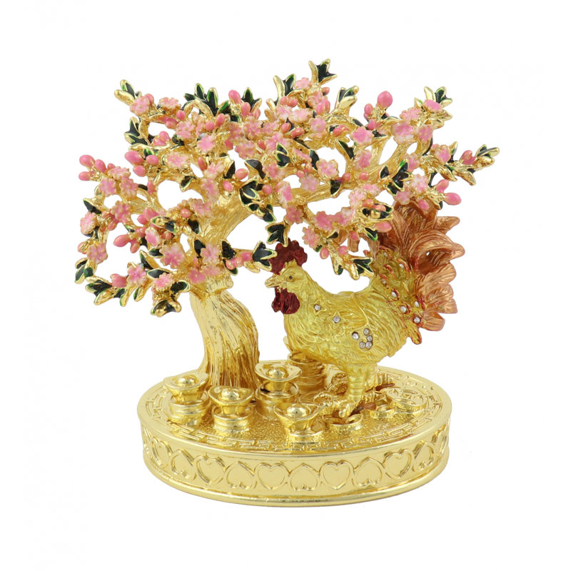 Fleur de pêche bejewelée - coq