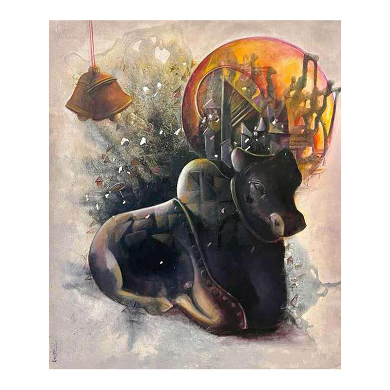 Nandi - Le Vahana de Shiva | Acrylique sur toile | Par Mona Kapoor