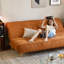Coussin orange modulaire en velours côtelé-63890110