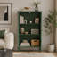 Meuble d'appoint haut avec portes et rangement, vitrine à double porte sculptée de style campagnard avec tablette réglable et pieds tournés-168703769