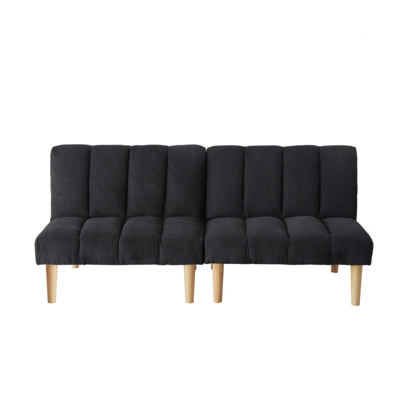 Canapé-lit futon convertible Canapé-lit moderne en velours côtelé, Noir