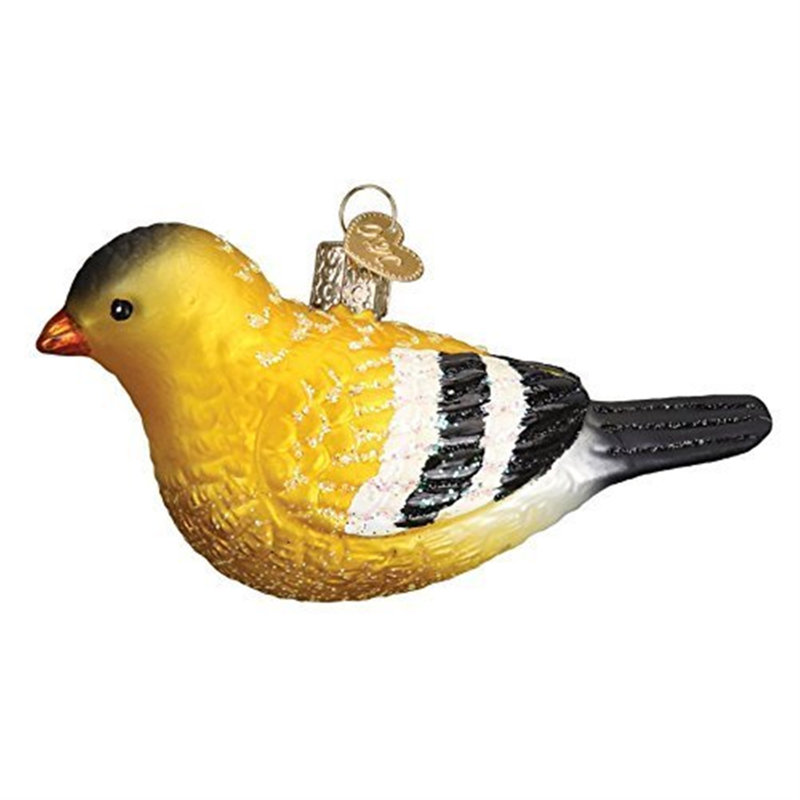 Golden Yellow Glass American Goldfinch Ornament