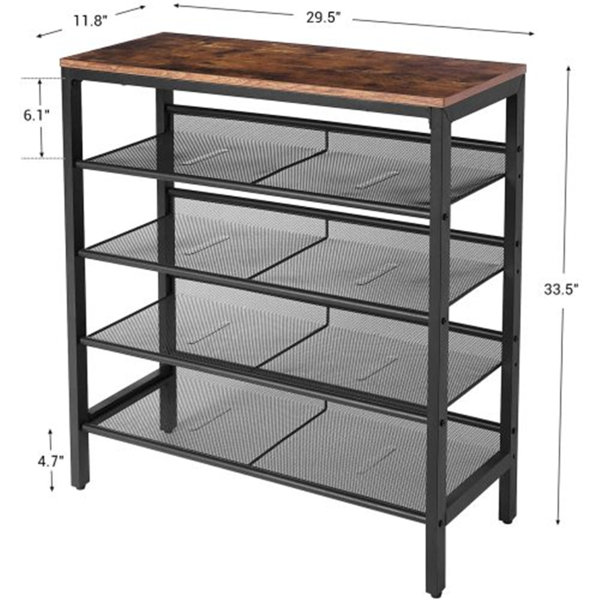 HOOBRO 8-Tier Shoe Rack, Large Capacity Shoe Shelf, Stable and Sturdy, Shoe Storage Organizer with Flat & Slant Adjustable